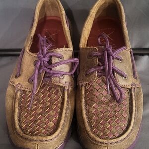 Twisted X Brown and Purple Boat Shoes